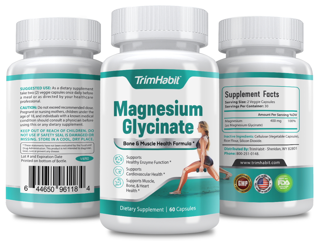 TrimHabit Magnesium Glycinate | Bone & Muscle Health Formula